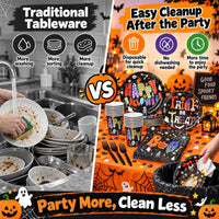qonimi Halloween plates and napkins set, 75 piece disposable tableware - view 32