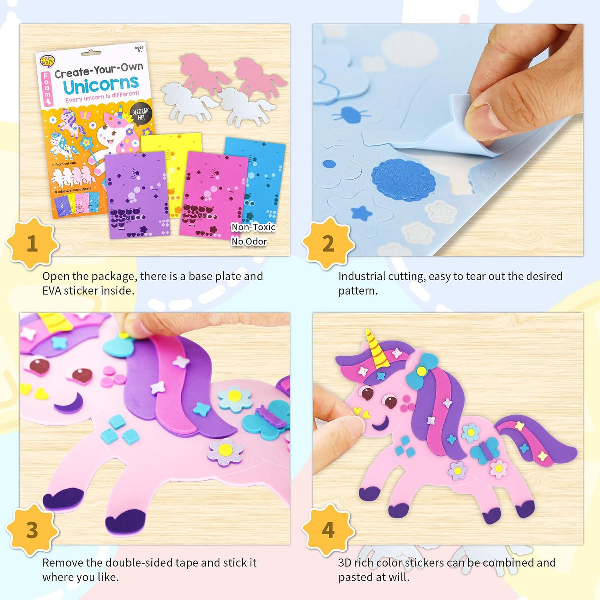 VKPI 4 Butterflies Foam Art Crafts Gift Kit - Unicorns - image 2
