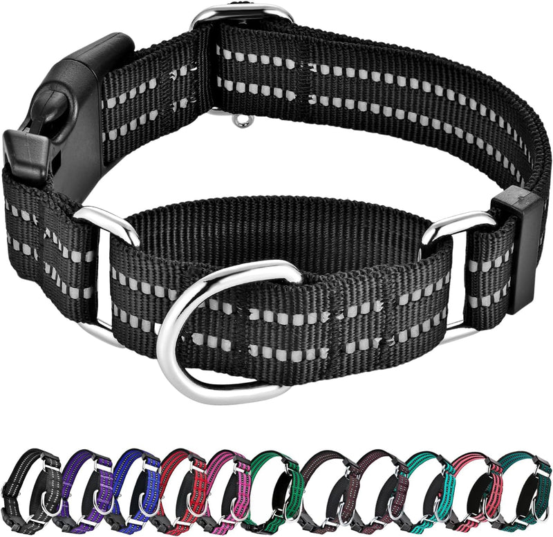 Martingale Collar for Dogs, Reflective Escape Proof, M - Black / Small