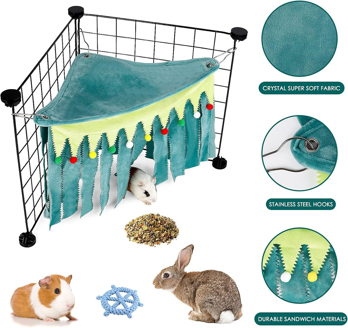 Guinea Pig Hideout, Guinea Pig Corner Hideout - Green / 17.3"L x 9.2"W x 10.2"Th - image 3