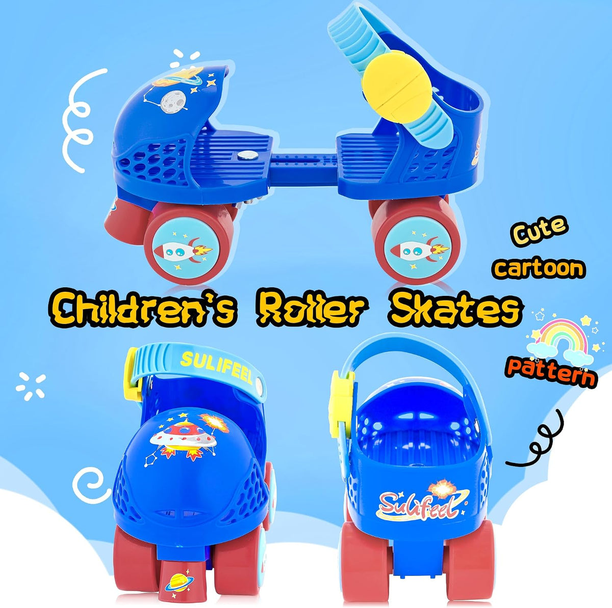 SULIFEEL Kids Adjustable Quad Roller Skates for Girls and Boys – Fun for Kids & Family - Space Blue - image 2