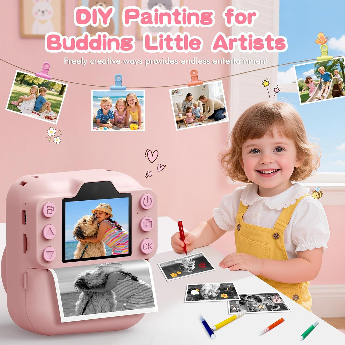 Kids Instant Camera with 64GB SD Card - Pink - image 4