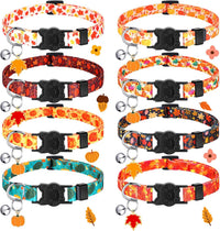 8 Pcs Halloween Cat Collars Breakaway with Bell - Pumpkin