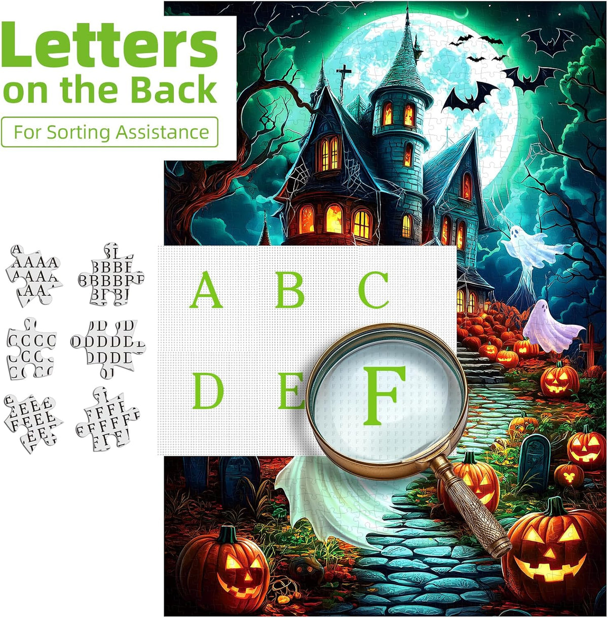 Blueforest Puzzles for Adults 500 Pieces - Halloween Haunted House / 27.5" x 19.7" - image 3