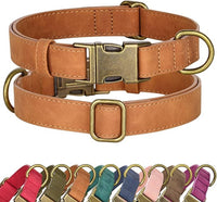 Didog Soft PU Leather Dog Collar, Stylish Quick Released Dog Collars for Medium Dogs, Easy Clean Adjustable Pet Collar for Daily Walking, Light Brown, M Fit 13-21" Neck