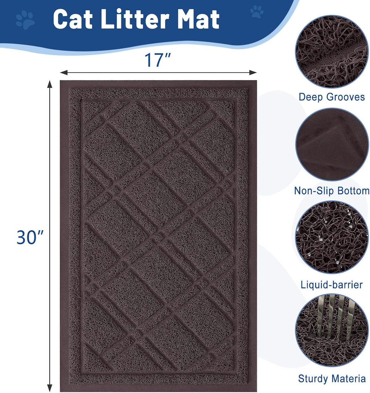 Smiry Cat Litter Box Mat 30x17 - 30x17 / Brown - image 3