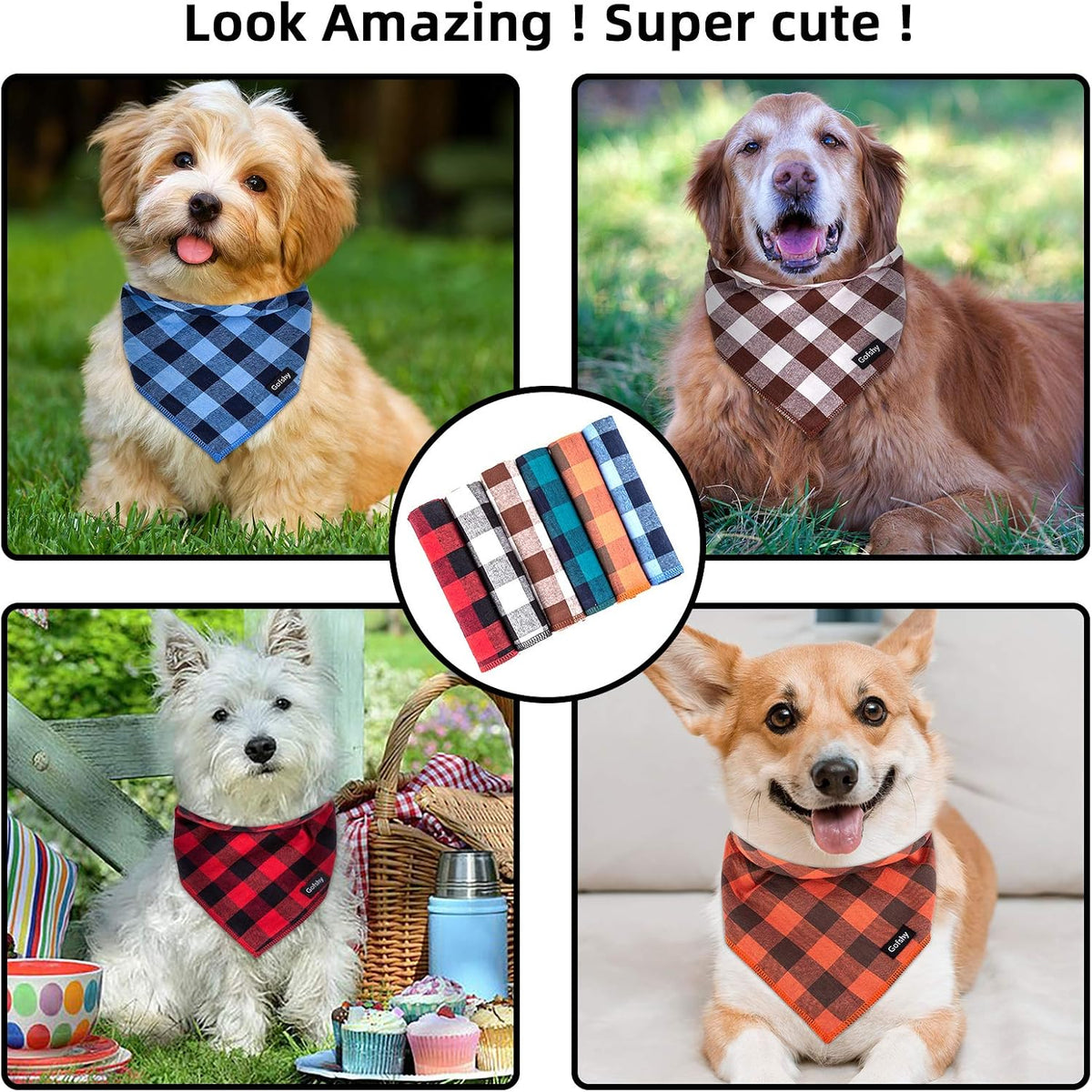 Buffalo Plaid Dog Bandanas Fall Christmas XLarge Scarf 6PCS – Essentials for Dogs - Buffalo Plaid / Small - image 3