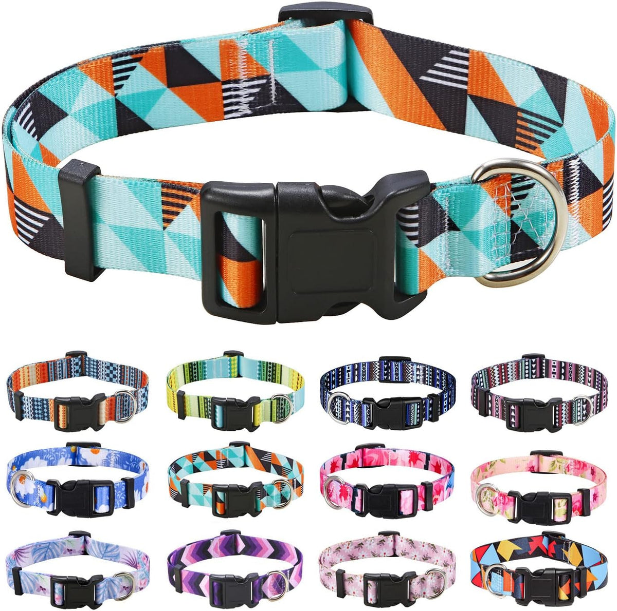 Mihqy Dog Collar for Medium Dogs, Fashion Design, M - L (Neck 14.9-24.8", Width 1") / Geometry
