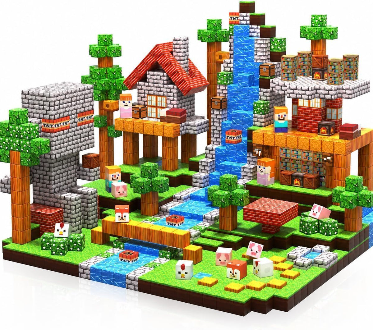 Annexfun 150PCS Magnetic Blocks, Magnetic Building Blocks - Grassland