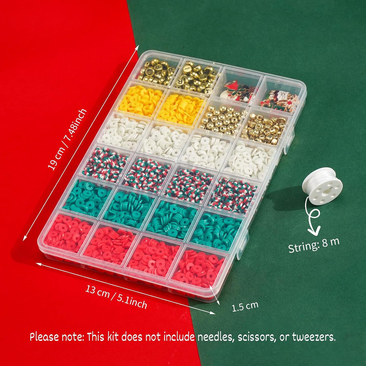 Gionlion Christmas clay bead bracelet kit with red, green, white and gold beads - view 15