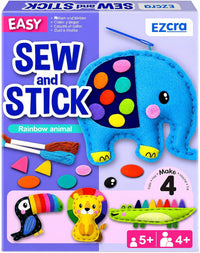 EZCRA Unicorn Sewing Kit for Kids Ages 4-8, 4 Beginner Projects - Safari 4-in-1