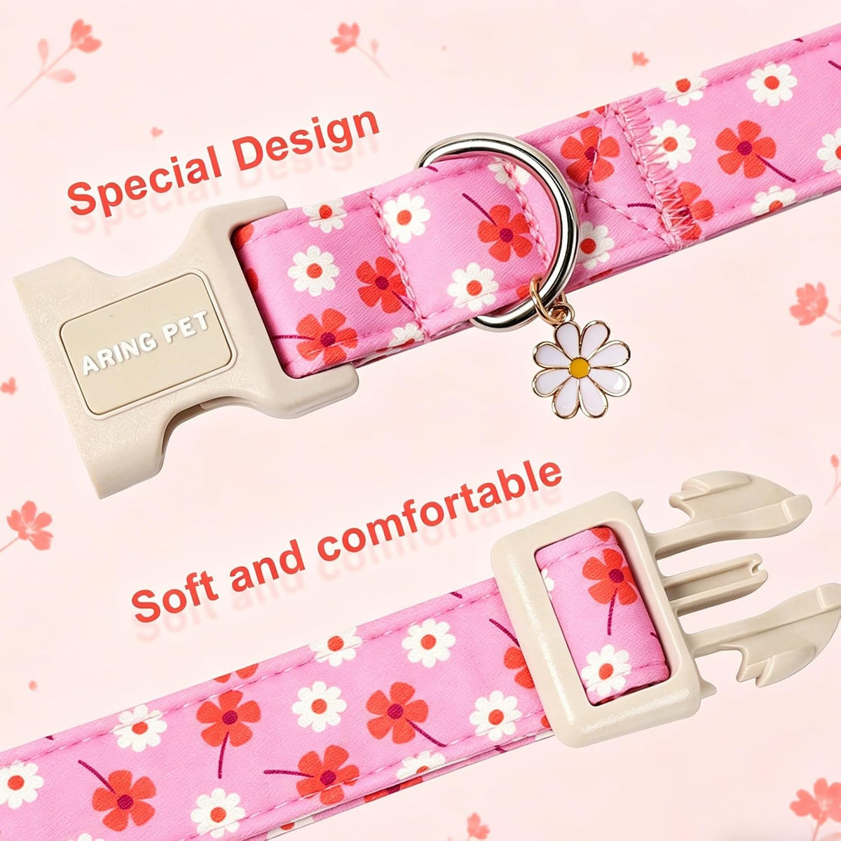ARING PET Fall Dog Collars - Medium / Floral Pink - image 3