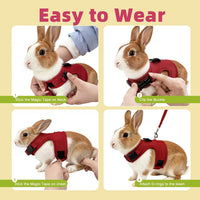 Breathable Bunny Harness and Leash Set with Cute Bow, Black S – Essentials for Small Pets - M / Red - image 3