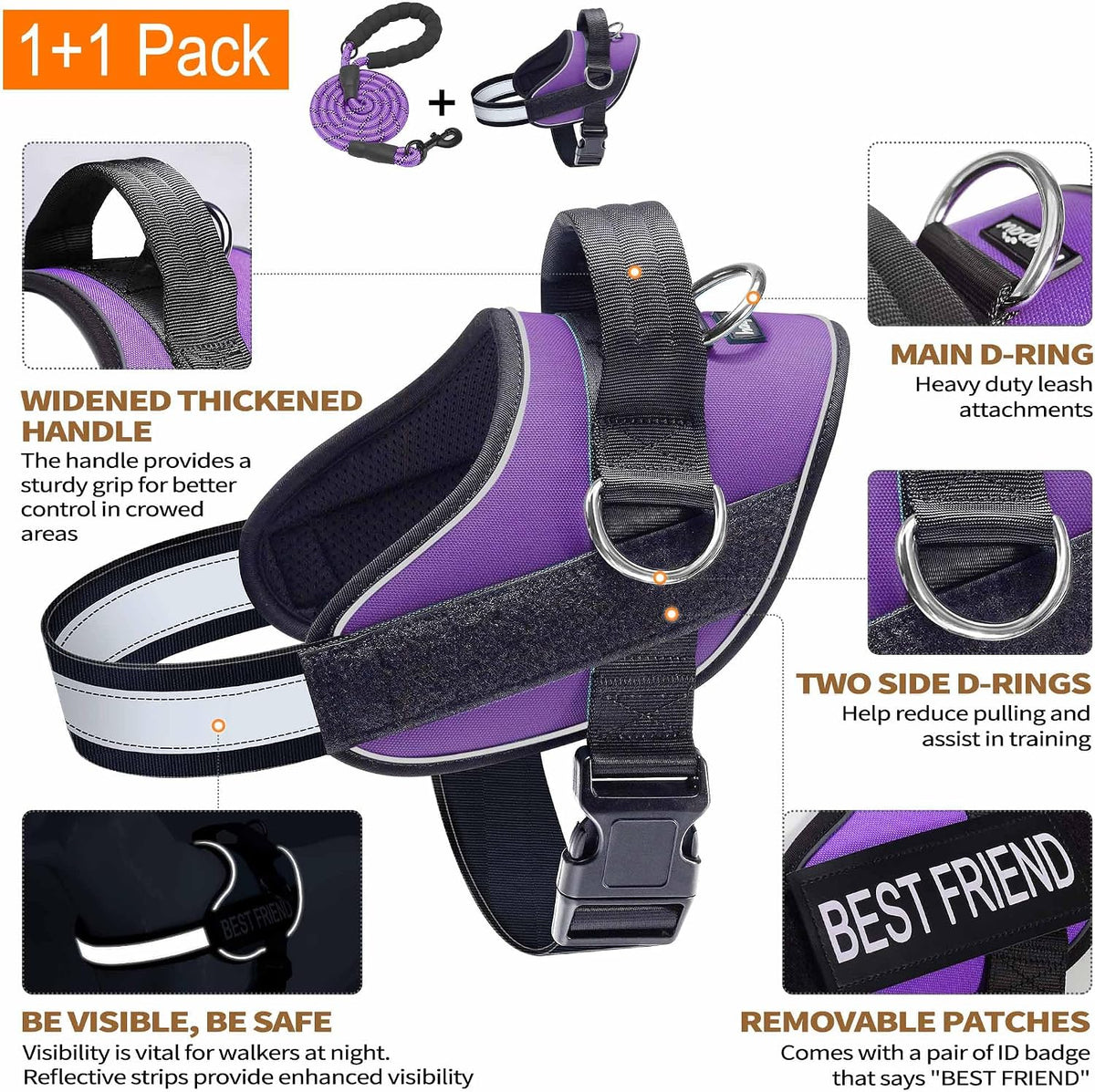 Haapaw Essential Dog Harness - M / Purple - image 2