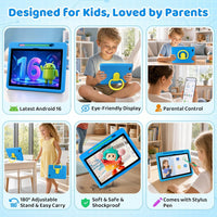 Android 16 Kids Tablet HD 10 Inch with Stylus & Case - Blue - image 4