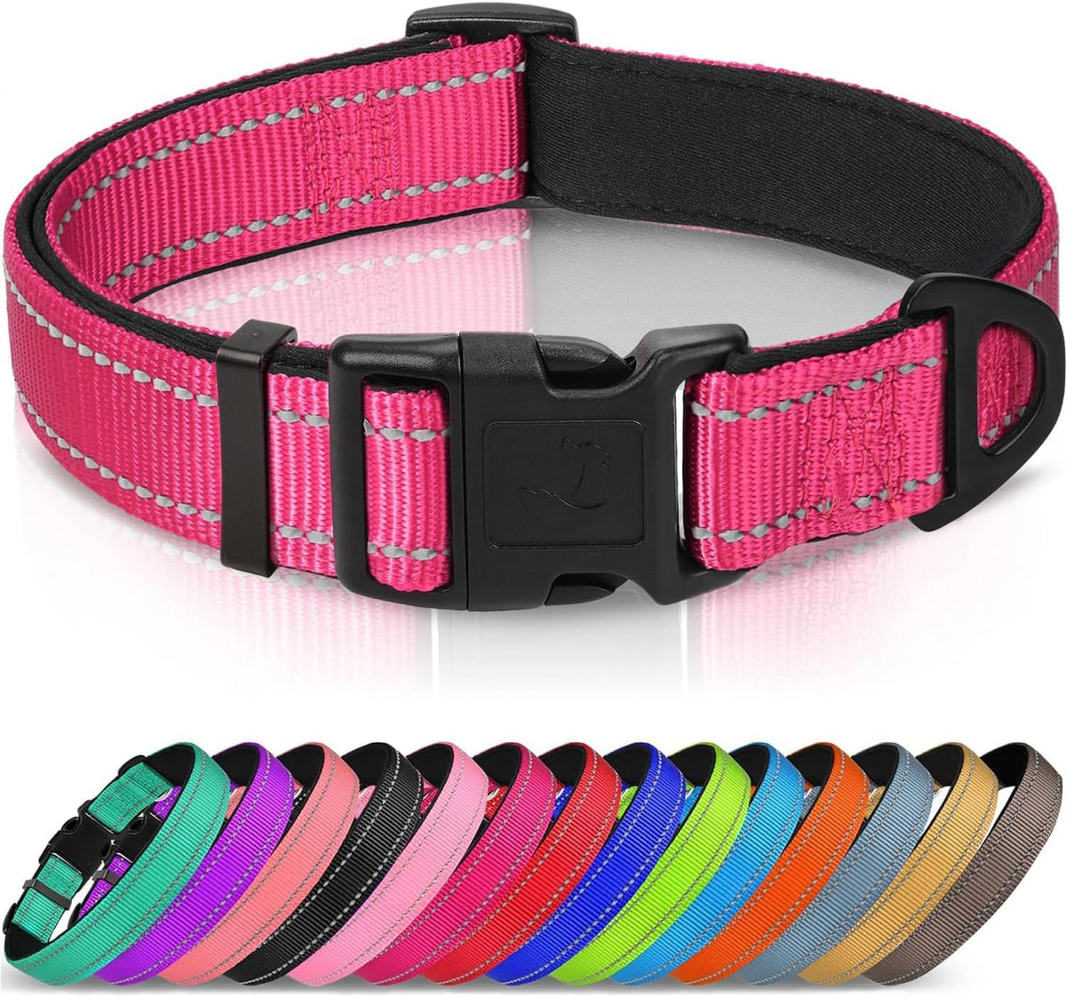 Joytale Reflective Dog Collar, Adjustable Neoprene Padded - X-Small (Pack of 1) / Hotpink