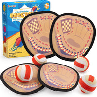 Toss and Catch Game with Soft Balls & Sticky Baseball Gloves - Brown / 4 paddles 4 balls