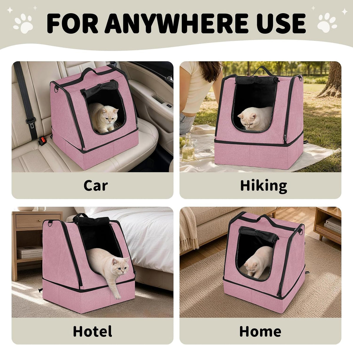 apollo walker Portable Cat Litter Box With Waterproof bag and Lid - Pink / Medium - image 4