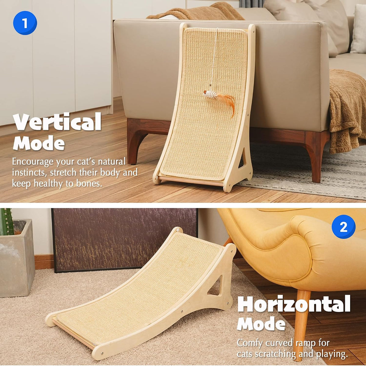 PETKARAY Couch Corner Cat Scratcher - Beige / Curved - image 2
