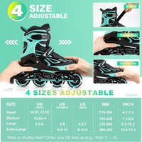 2PM SPORTS Adjustable Inline Skates for Kids, Youth and Adults - Mint / Large - Youth (4.5-8 US) - image 2