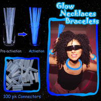 ILHSTY 100 pack green 8 inch glow sticks with connectors for necklaces - view 12
