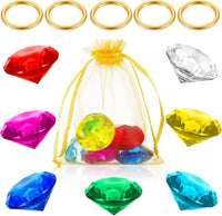 ZCYSRLQIN acrylic gems and gold rings set with seven colored gems and a gauze bag