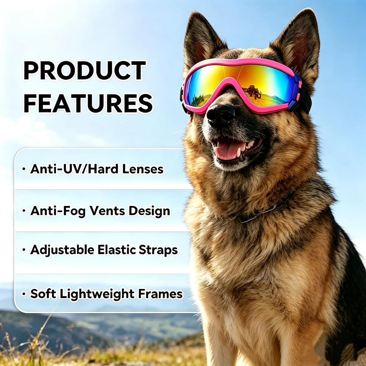 Enjoying Clear Dog Goggles Medium to Large Breed - Neon Pink / Large Breeds - image 3