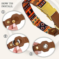 AirTag Dog Collar for Small Medium Large Breed - Adjustable Cute Pattern Dog Collar with Airtag Holder - Soft Leather Tracker GPS Apple Air Tag Pet Collars (Medium, 14"-18" Neck Fit, Western)