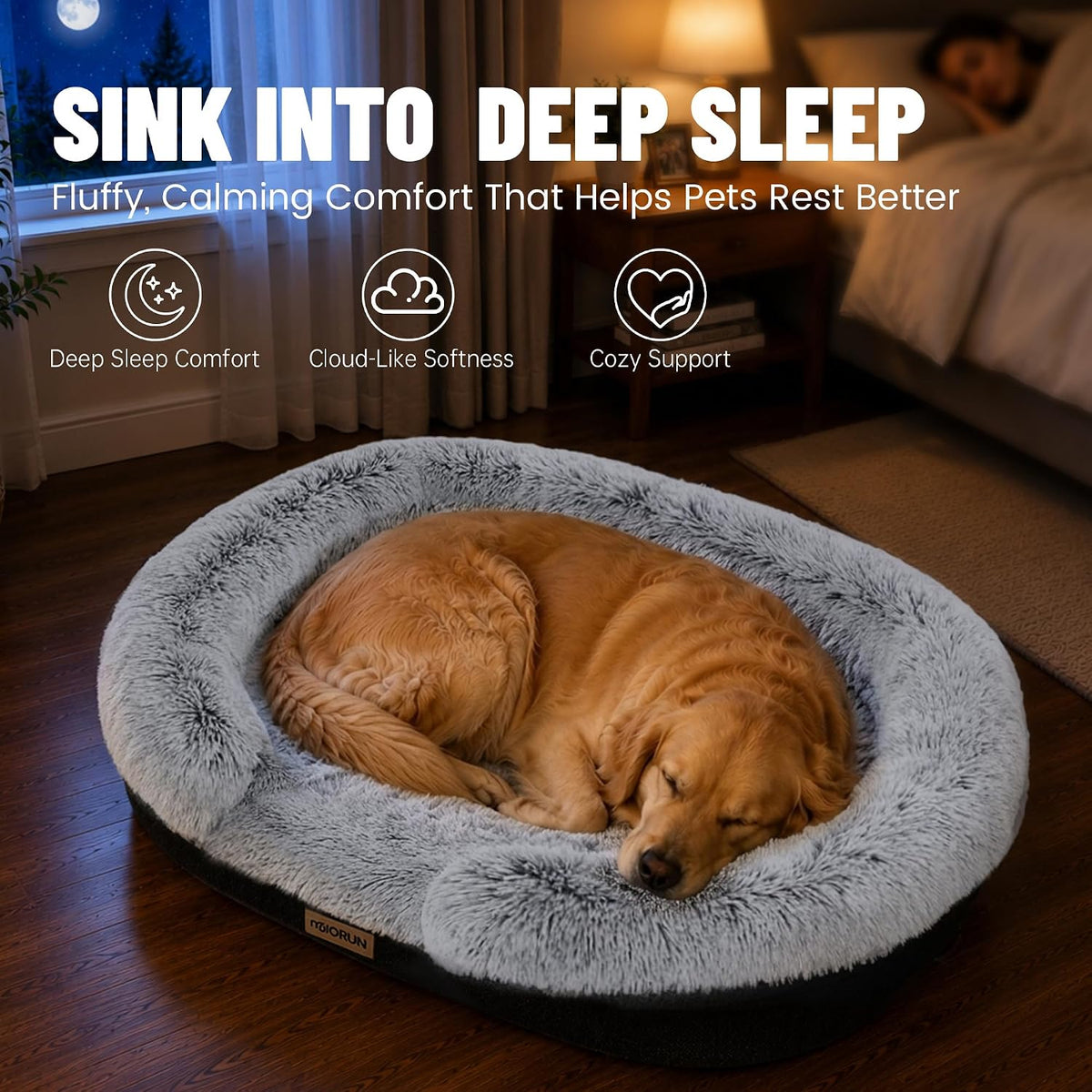 Miorun Fluffy Orthopedic Dog Beds Large Sized Dog - Gray / XL(48", UP to 110lbs) - image 4
