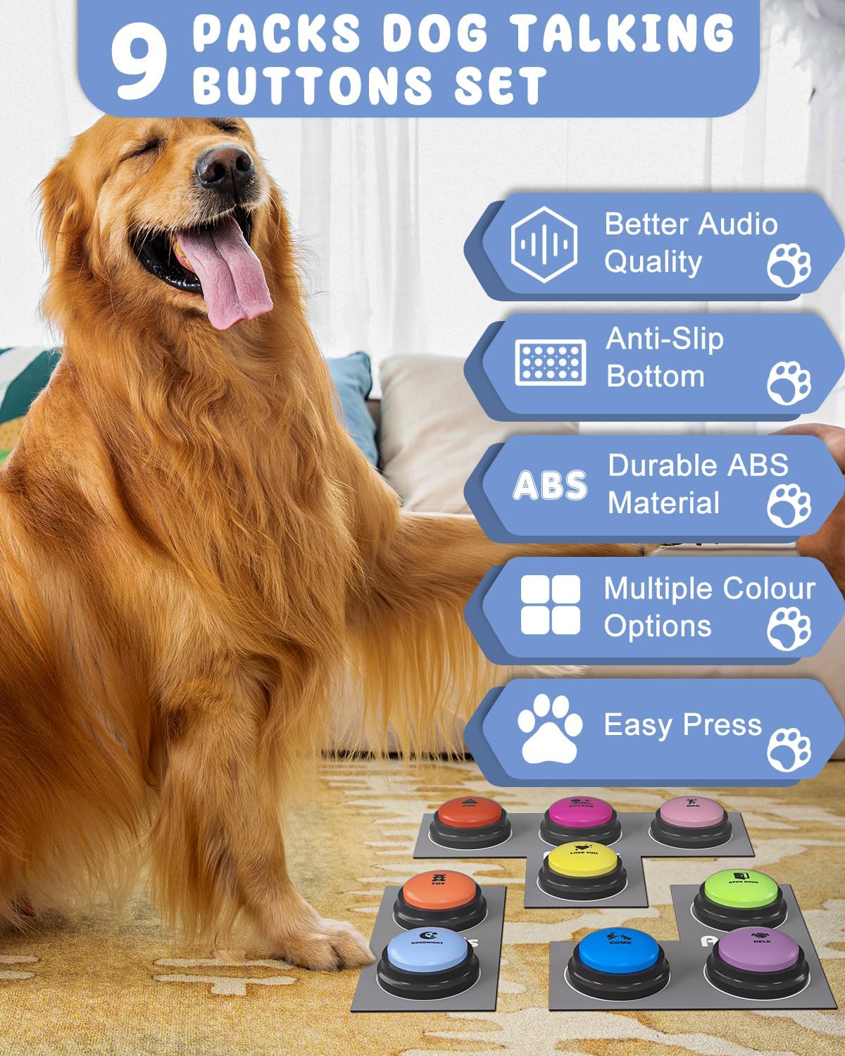 Dog Buttons for Communication - B-9 Pack - image 2
