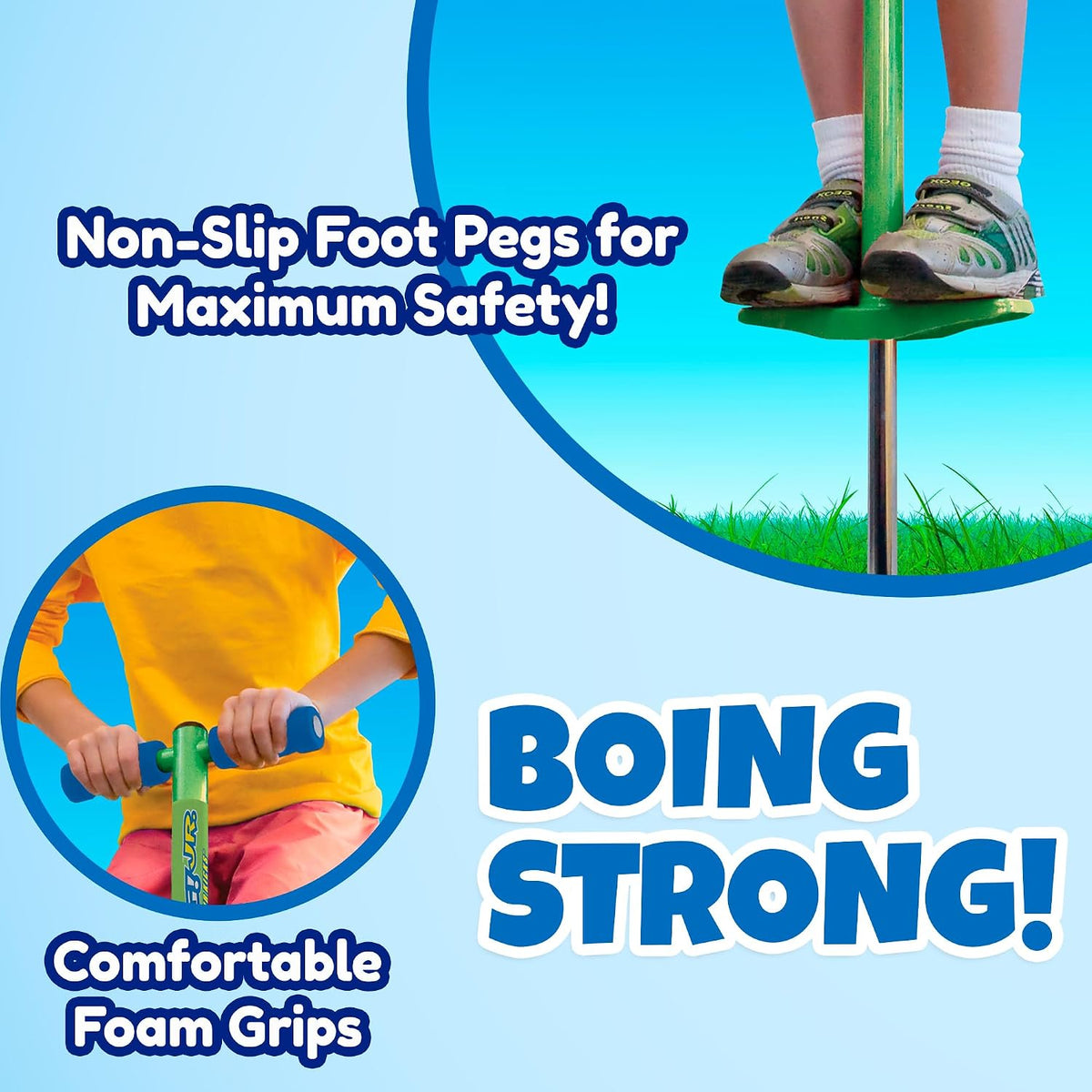 Geospace Jumparoo Boing! JR. Steel Pogo Stick for Kids of 50-90 lbs - Green - image 4