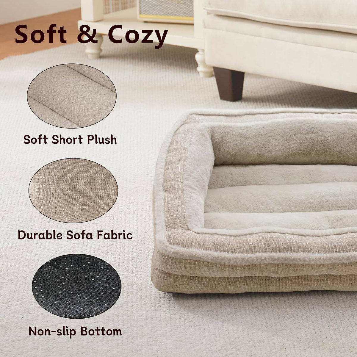 Cat Couch for Pets, Washable Cat Beds for Indoor Cats - Beige / 26"L x 20"W x 9"Th - image 2