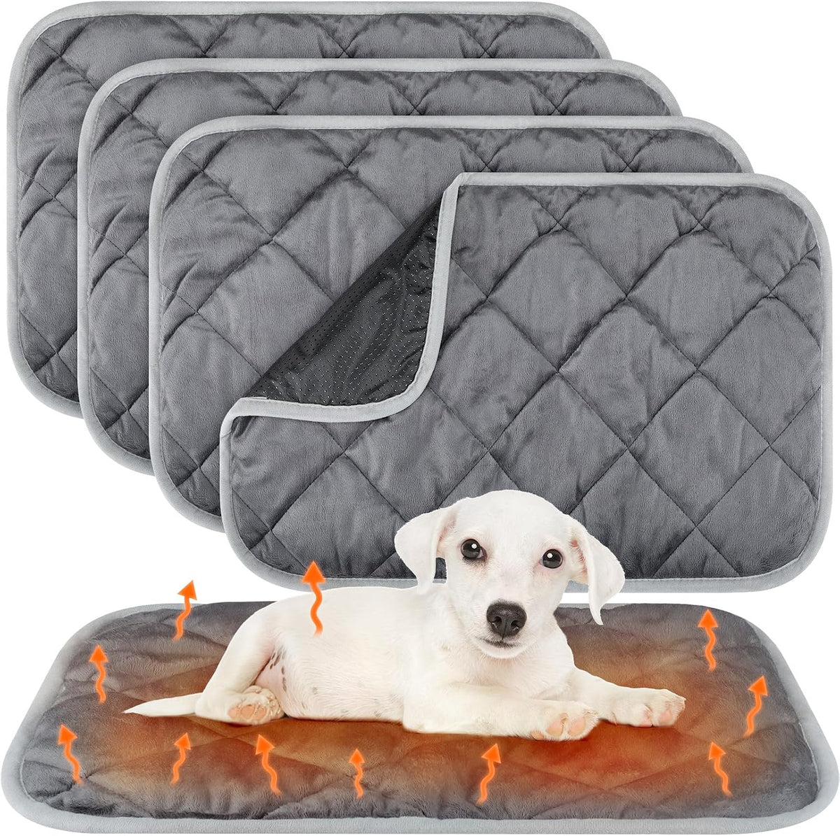 4 Pack Self Heating Cat Pad Self Warming Dog Mat - 19 x 27.5 Inch / Gray