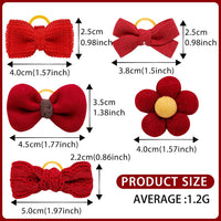 20Pcs Brown Dog Hair Bows with Rubber Bands for Small Medium Dogs – Essentials for Dogs - Red-A327 - image 4