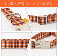 Dog Collar With Metal Buckle, Red Rose Flower Gift for Small - Colorful Orange Grid / L - image 3