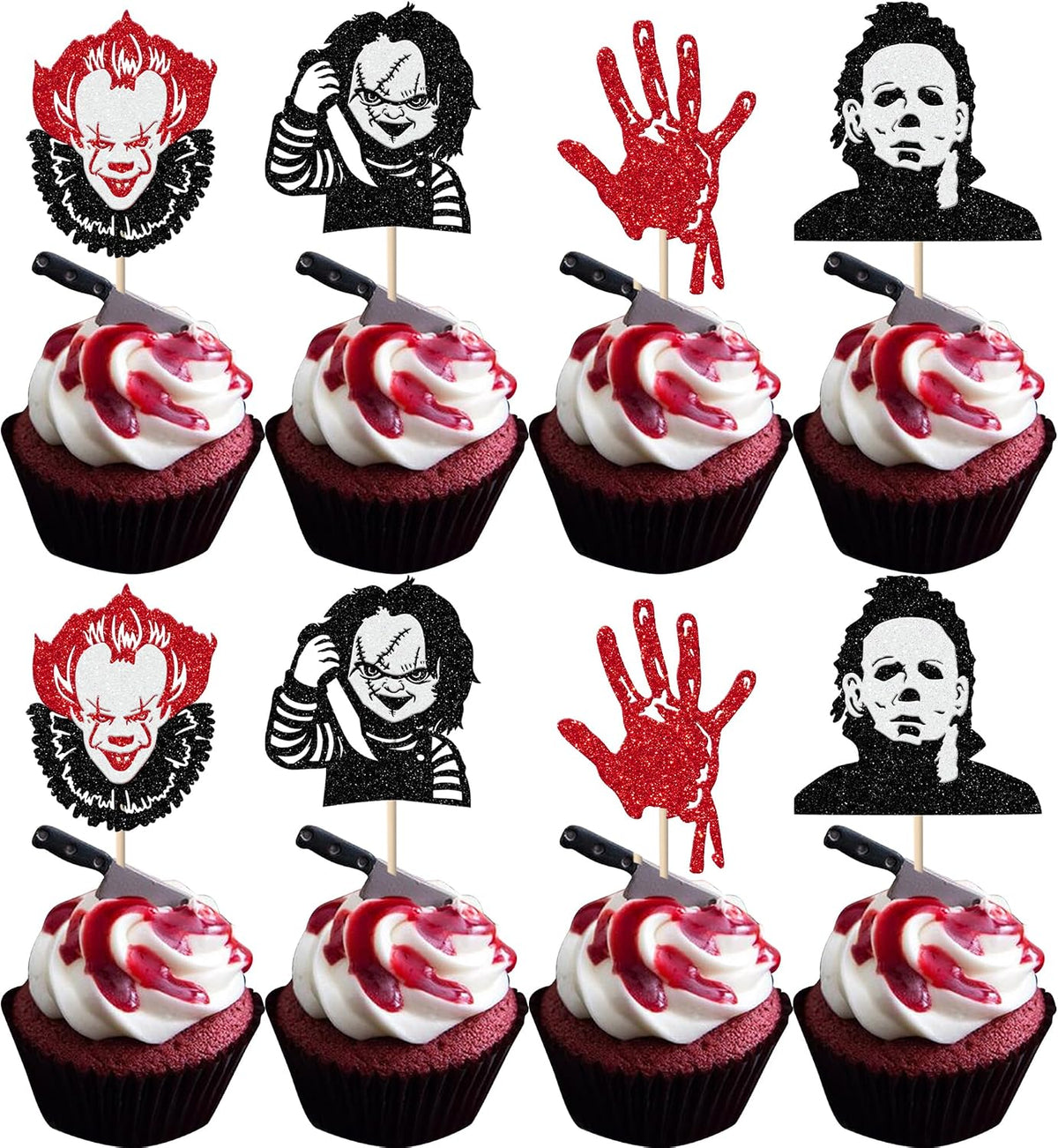 Rsstarxi 24 Pack Ghost Baby Boo Cupcake Toppers Glitter Spooky Little - Design 30