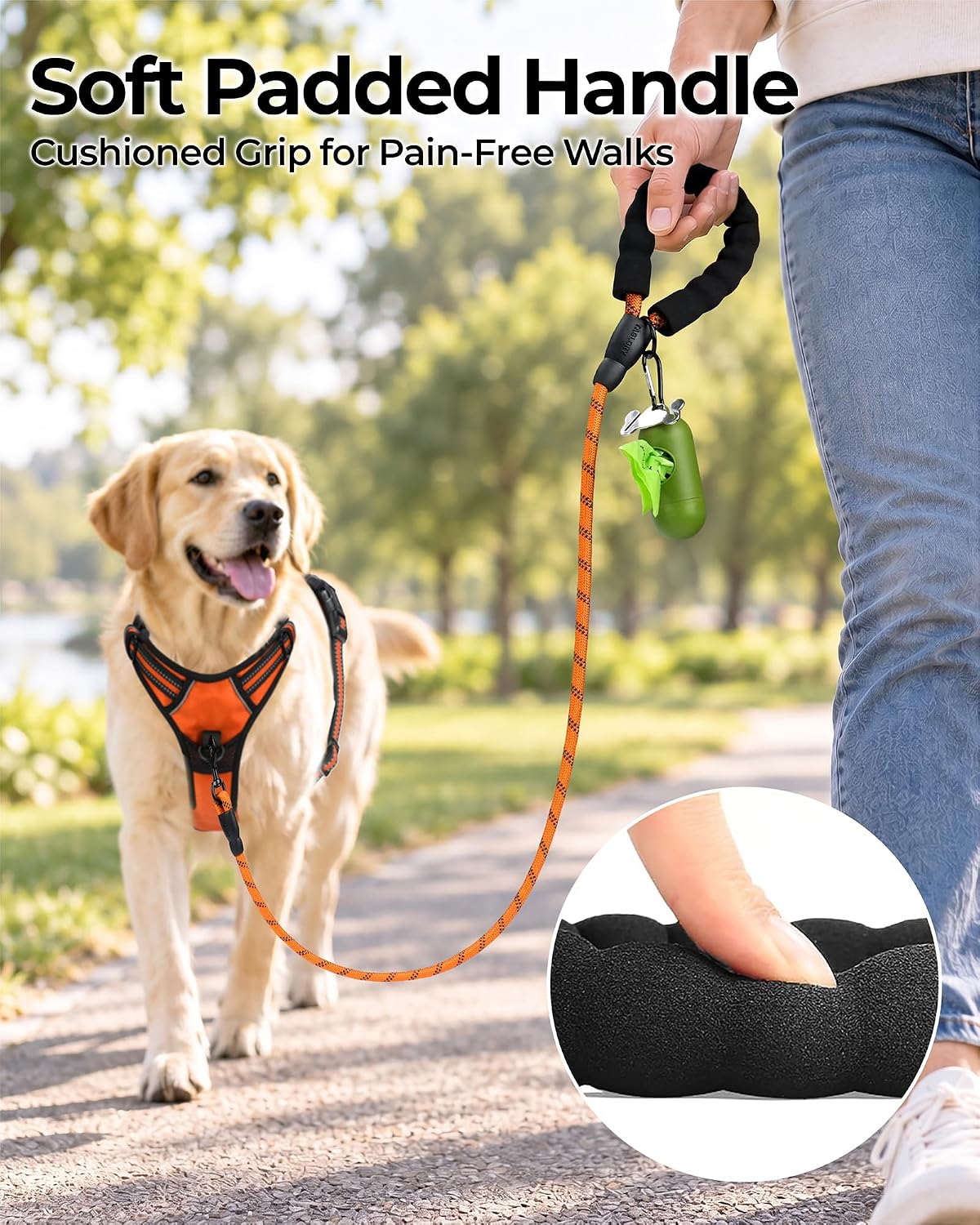 Taglory Rope Dog Leash for Medium Large Dogs - 1/2" x 6 FT (20~120 lbs.) / Orange - image 2