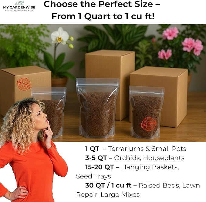 Peat Moss for Plants – Organic Sphagnum Peat Moss for Orchids, Terrariums, Seed Starting, Reptiles & Potting Soil Mix (3 quarts)
