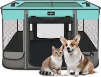 Foldable Pet Kitten Playpen - Black Teal 03 / Medium(32''×24''×21.5'')