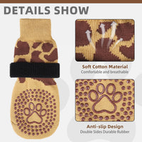 Dog Socks Shoes for Hot Pavement to Prevent Licking Paws - Deer Khaki / Medium (4 Pack) - image 3