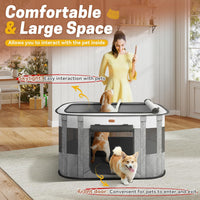 Foldable Pet Playpen, Cat & Puppy Playpen - Grey / 1 / Medium(32.3''×23.6''×21.6'') - image 2