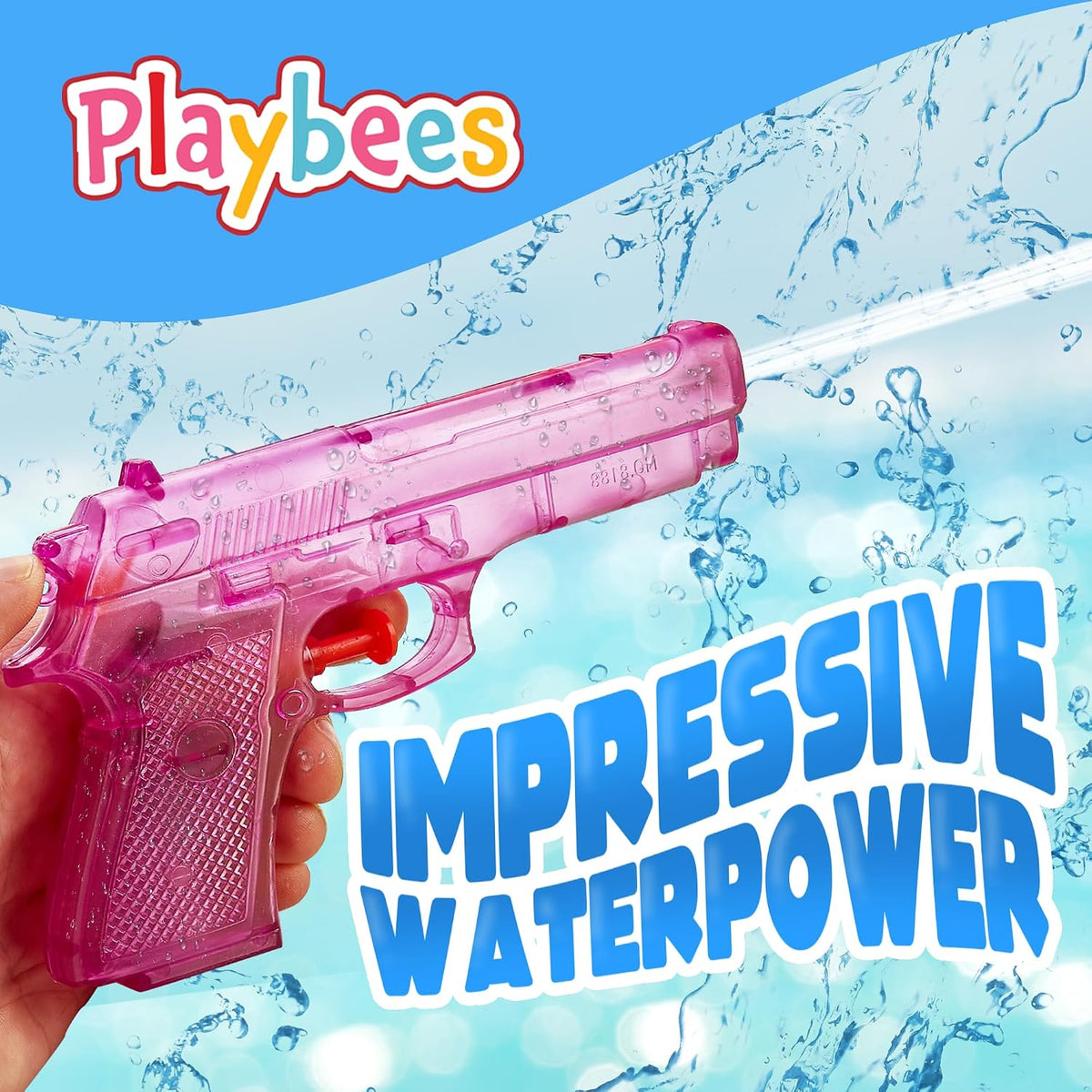 Playbees 12 pack of 6 inch clear water guns for kids in six colors - view 8