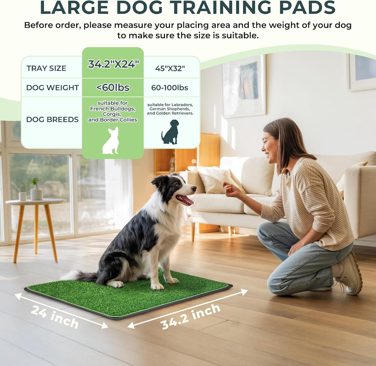 BurgeonNest Dog Grass Pad with Tray 34.2"x24" - L-34.2''x24'' - image 2