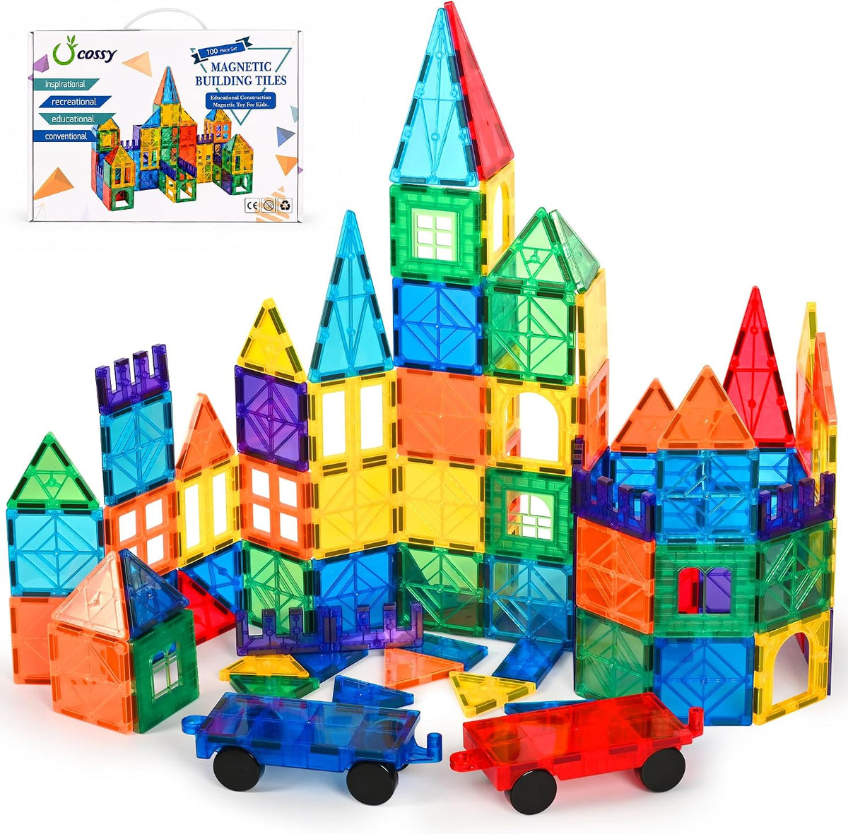 cossy 100 Pcs Magnetic Tiles - 100 Pieces