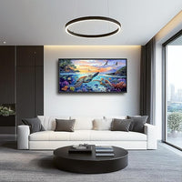 Framed Large Sea Turtle Wall Art for Living Room, Oversized Ocean Turtle Wall Decor Seascape Underwater Marine Life Canvas Painting Home Decoration for Living Room Bedroom Office 60"x30"