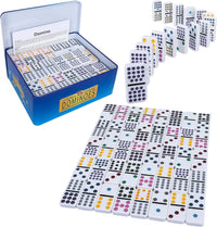 Offelec Double Six Dominoes Set - Double 15 Colored Dot Dominoes