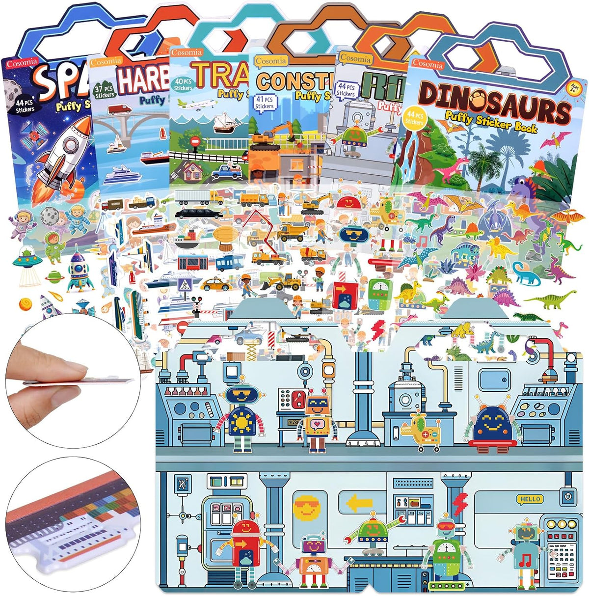 Cosomia 6 reusable puffy sticker books with princess, mermaid and garden themes - view 9