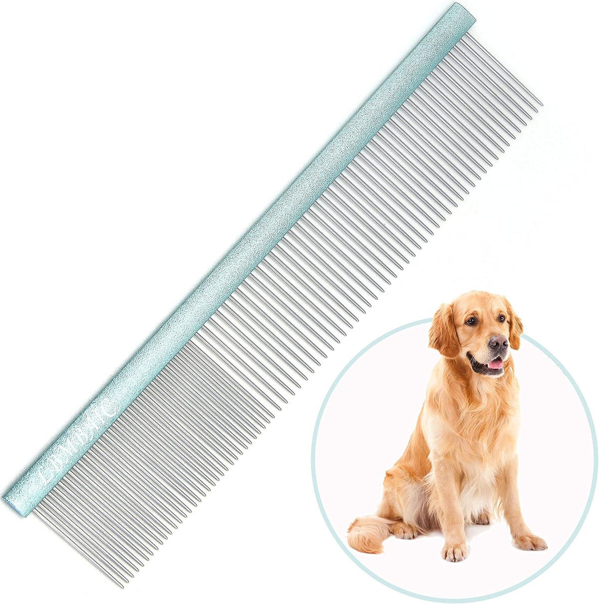 Metal Dog Grooming Combs Shedding Tangles, Knots, Mats. - Large / blue
