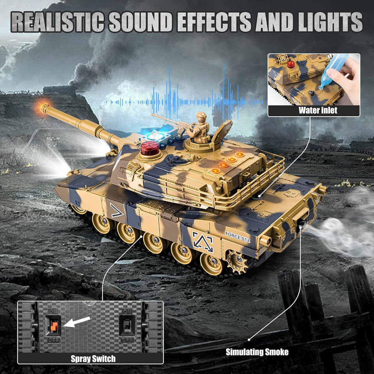 Supdex 1/24 RC battle tank set, M1A2 and Leopard II tanks with remotes - view 5