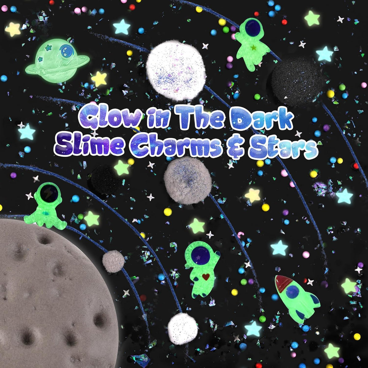 Astronaut Galaxy Slime for Kids, Big Slime Bucket with Clay - Black Slime - image 3